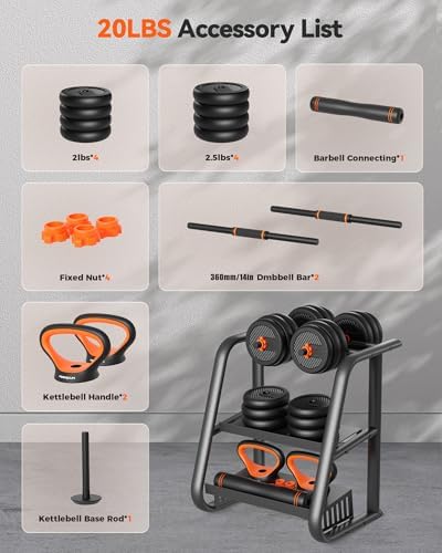FEIERDUN Adjustable Dumbbells for Home Gym Use by Men and Women during Fitness Exercises