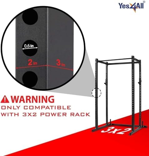 Yes4All Heavy Duty Power Rack J-Hooks & Attachments for 2x2 & 3x3 Power Racks – Ideal for Home Gym Fitness Lovers