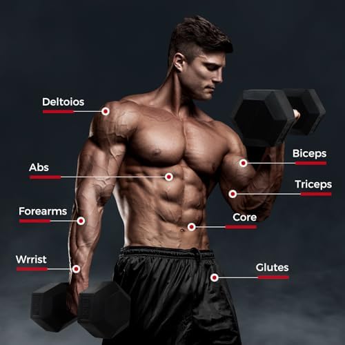 RitFit 250LB Rubber Hex Dumbbells with Weights Rack for Home Strength Training | RitFit 300LB Rubber Hex Dumbbells and