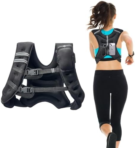 VEVOR Weighted Vest for Strength Training and Weight Loss, Reflective Stripe, Adjustable Buckle, 12/16/20/30 lbs