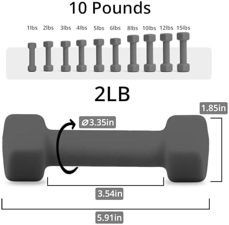 Portzon Dumbbells 10 Colors Options 1-15LB Anti-Slip Anti-Roll Hex Shape