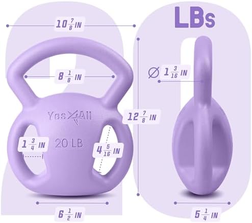 Yes4All Kettlebell, Strength Training Kettlebells for Women, Wide Multi-grip Textured Handle for Home Gym Exercises & Fu