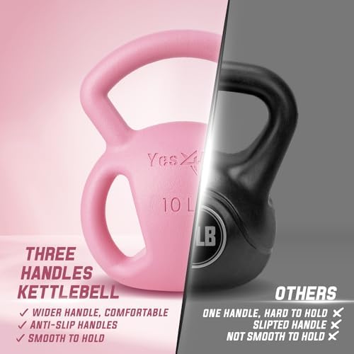 Yes4All Kettlebell, Strength Training Kettlebells for Women, Wide Multi-grip Textured Handle for Home Gym Exercises & Fu
