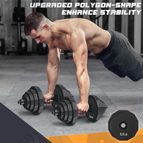 KISS GOLD Adjustable Dumbbells with Solid Steel Home Gym Equipment for Men and Women Strength Training KISS GOLD 22Lbs 4