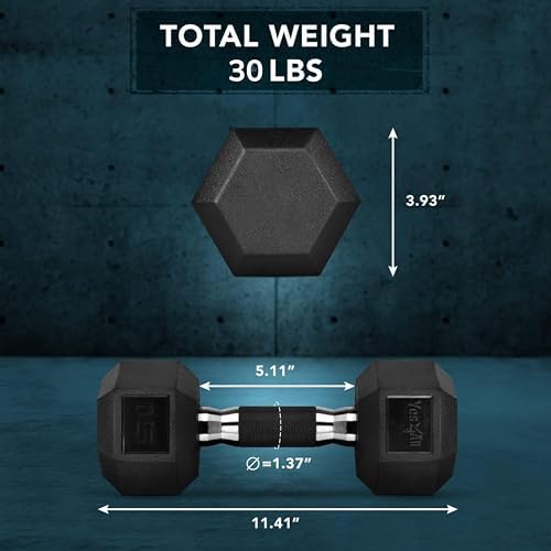 Yes4All Chrome/Rubber Grip Encased Hex Dumbbells – Fitness Equipment For Home/Gym Use –Perfect for Beginners and Advance