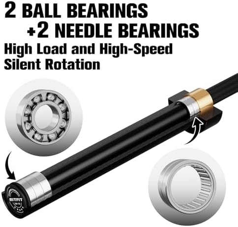 RitFit 7FT Olympic Barbell for Strength and Weightlifting Training - 2 Inch Olympic Bar for Squat, Deadlift, Bench Press