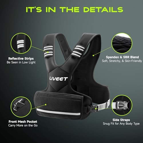 Weighted Vest for Women and Men 4-20lb Adjustable, Running Vest with Reflective Strips and Buckle Straps Weighted Vest