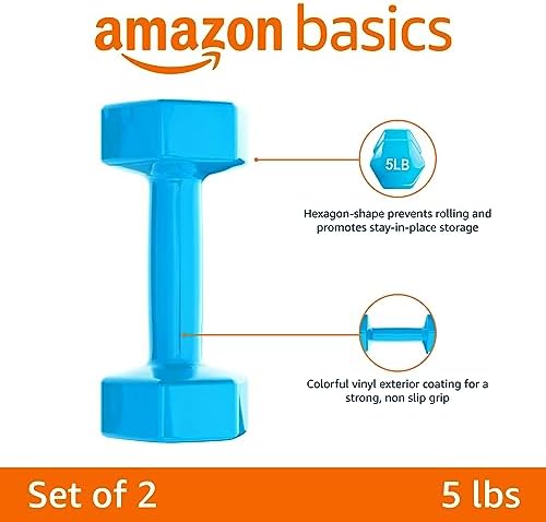 Amazon Basics Vinyl Coated Dumbbell Hand Weights for Home Gym Fitness Lovers | Amazon Basics Vinyl Coated Dumbbell Hand