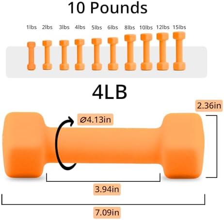 Portzon Dumbbells 10 Colors Options 1-15LB Anti-Slip Anti-Roll Hex Shape