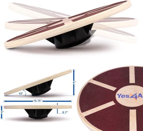 Yes4All Versatile Wooden Wobble Balance Board, Core Training, Exercise Balance Stability Trainer