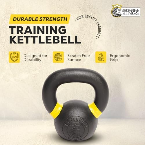 Kettlebell Kings Powder Coated Kettlebell Weights - 9-97 lb Strength Training Kettlebells for Men and Women - Home Gym E