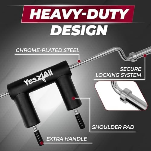 Yes4All Multi Grip Barbell & Cable Attachment - Swiss Bar, American Bar for Greater Range of Motion - Home Gym & Support