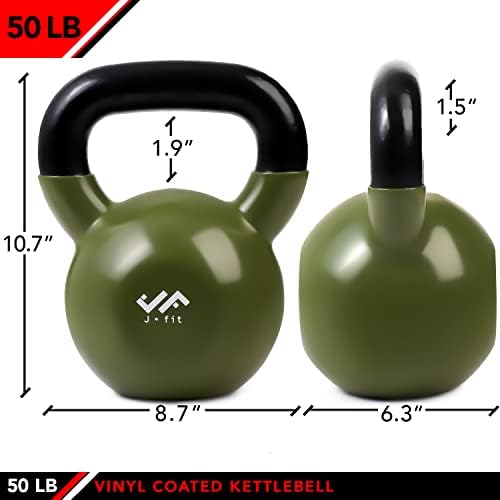 JFIT Kettlebell Weights: Best Vinyl Coated Iron for Home Workouts, 50LB - Ultimate Durability & Smooth Grip | JFIT 50 L