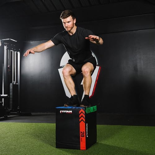 Titan Fitness Heavy Duty Pro-Duty HIIT Foam Plyometric Box for Home and Gym Use - Box Squats and Step-Ups, Suitable for