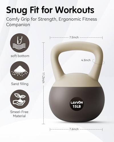 Cushioned Impact-Resistant Base Kettlebell for Home Workouts, Anti-Slip Grip Weight for Women & Men, Safe Strength Train
