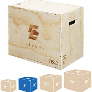 Elevens 3 in 1 Wooden Plyo Box Jump Box for Jumping, Lunges, and Box Jumps Enthusiasts | Elevens Plyometric Box for Tra