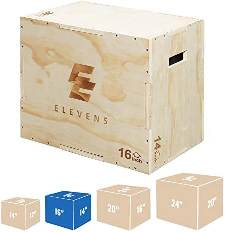 Elevens 3 in 1 Wooden Plyo Box Jump Box for Jumping, Lunges, and Box Jumps Enthusiasts | Elevens Plyometric Box for Tra