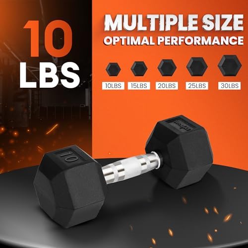 Yes4All Chrome Grip Encased Hex Dumbbells - Anti-Slip Hand Weights 5-50 LBS Single