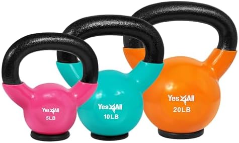 Yes4All Rubber Base Kettlebells for WomenStrength Training (10-65 lbs) Yes4All Kettlebells for Women Fitness Rubber Ba