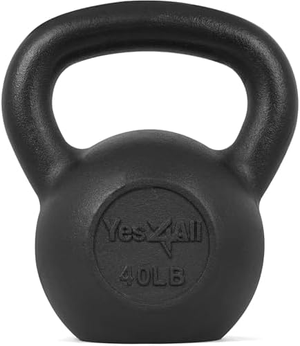Yes4All Cast Iron Kettlebell, Strength Training Kettlebells for Men 5-80 Lb for Full Body Workout and Push Up - Set of 2