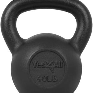Yes4All Cast Iron Kettlebell, Strength Training Kettlebells 80 Lb (5,10,15,20,25,30,35,40,45,50,60,70,80 Lb) for Full Bo