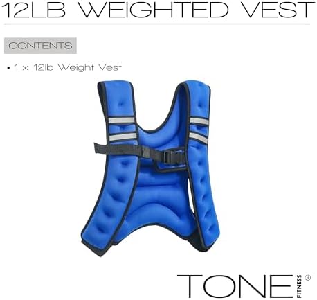 Tone Fitness Weighted Vest for Home Workouts or Outdoor Training - 8lb or 12lb, Adjustable Fit for Men and Women | Tone