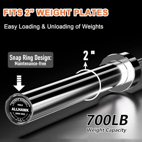 Olympic Barbell 7ft 45LB for Weightlifting Powerlifting, Home Gym Strength Training, Squats Deadlifts Presses Rows Curls