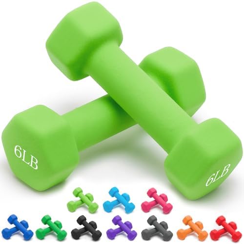Portzon Dumbbells 10 Colors Options 1-15LB Anti-Slip Anti-Roll Hex Shape