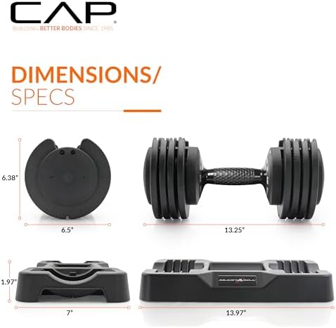 Adjustable Round Dumbbell Weights | CAP Barbell | Multiple Handle Options, Singles & Pairs | 1|5 lb, 25 lb & 55 lb | Gym