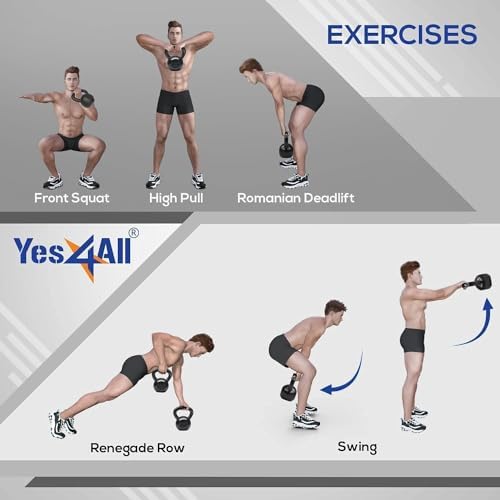 Yes4All Cast Iron Kettlebell, Strength Training Kettlebells for Men 5-80 Lb for Full Body Workout and Push Up - Set of 2