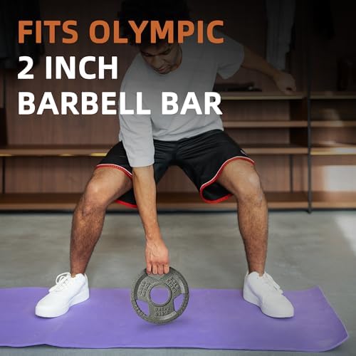Fitvids Olympic Cast Iron Weight Plates 2-Inch Thickness for Strength Training & Weightlifting, Ideal for Home Gym, Mult