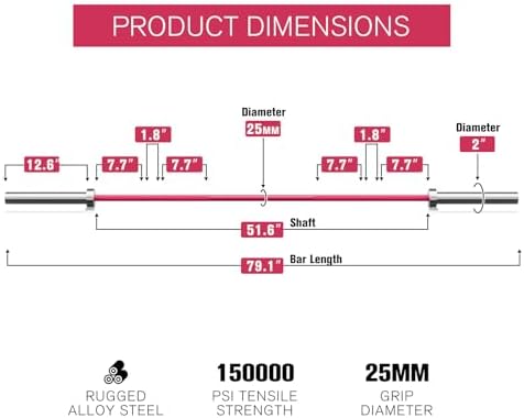 RitFit 7FT Olympic Barbell for Strength and Weightlifting Training - 2 Inch Olympic Bar for Squat, Deadlift, Bench Press