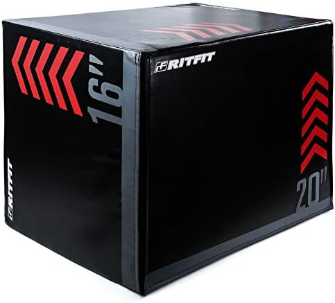 RitFit 3 in 1 Plyo Box Heavy Duty High Density Foam Jumping Box 20"x18"x16" Home Gym Fitness 440lb Weight Capacity