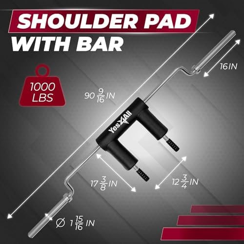 Yes4All Multi Grip Barbell & Cable Attachment - Swiss Bar, American Bar for Greater Range of Motion, Home Gym & Support