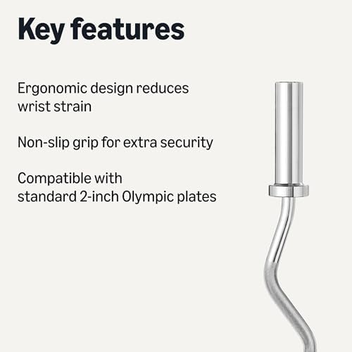 Amazon Basics Olympic 2-Inch Curl Barbell Bar for Home Gym, Strength Training Athletes, 47", Chrome Plated | Amazon Bas