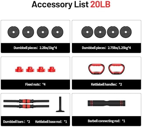 Adjustable Dumbbell Set for Men/Women Home Gym Exercise, 20/30/40/60/80lbs Used as Barbell/Kettlebells/Push Up Stand Hot