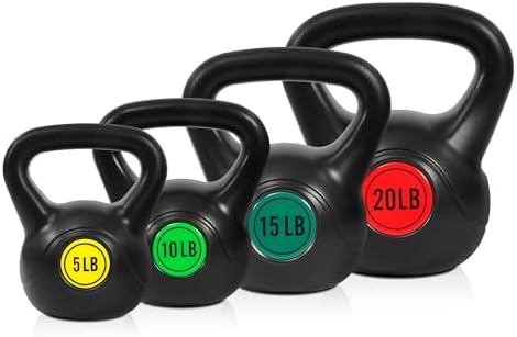 Fitvids 3-Piece Kettlebell Exercise Set for Fitness Lovers, 5 lbs, 10 lbs, 15 lbs Fitvids 4-Piece Kettlebell Weight Set