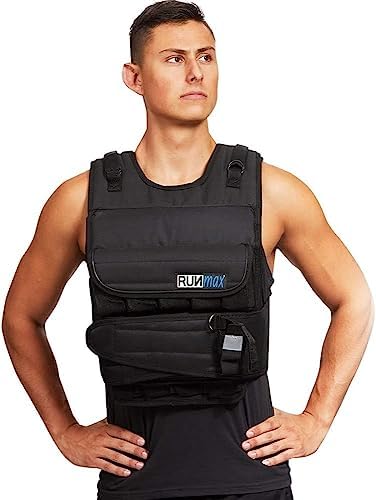 RUNmax Adjustable Weighted Vest for Men and Women 150LBS Max Weight with Shoulder Pads 20LBS Start_weight 150LBS max_wei