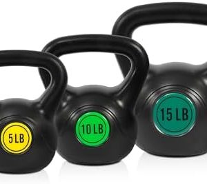 Fitvids 3-Piece Kettlebell Exercise Set for Fitness Lovers, 5 lbs, 10 lbs, 15 lbs Fitvids 4-Piece Kettlebell Weight Set