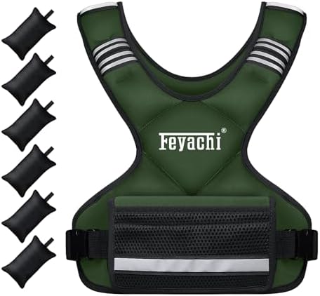Feyachi Adjustable Weighted Vest for Running Workout and Training - 3-12 lbs / 12-20 lbs / 20-32 lbs - Reflective Design