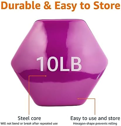 Amazon Basics Vinyl Coated Dumbbell Hand Weights for Home Gym Fitness Lovers | Amazon Basics Vinyl Coated Dumbbell Hand