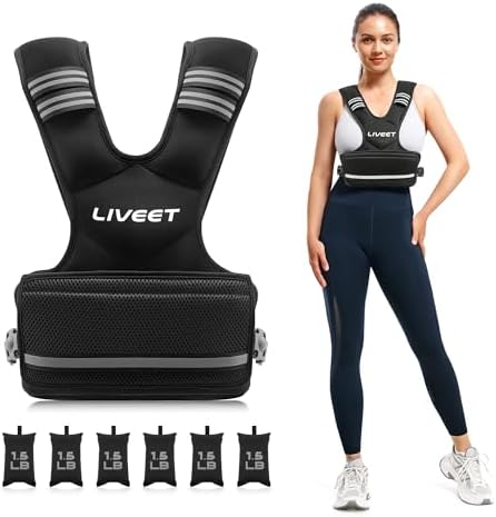 Weighted Vest for Women and Men 4-20lb Adjustable, Running Vest with Reflective Strips and Buckle Straps Weighted Vest