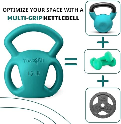 Yes4All Kettlebell, Strength Training Kettlebells for Women, Wide Multi-grip Textured Handle for Home Gym Exercises & Fu