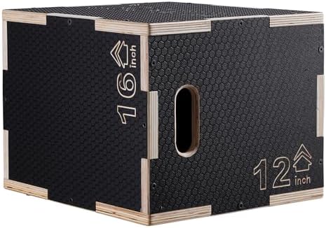 VEVOR 3 in 1 Plyometric Jump Box for Home Gym Training and Conditioning, Easy-to-Assemble Wood Plyo Box, Jumping Trainer