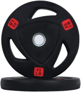 Fitvids Standard Cast Iron 1-inch Weight Plate Rubber Coated for Strength Training & Weightlifting, 45lbs Pair