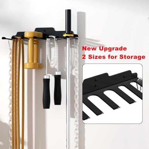 Olympic Barbell Hanger, Garage Gym Bar Wall Rack, Space Saving Home Gym Accessory