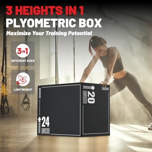 Papababe 3-in-1 Plyometric Jump Box Workout Equipment, Home Gym Box Jumps, Anti Slip Surface and High Density Foam, Home