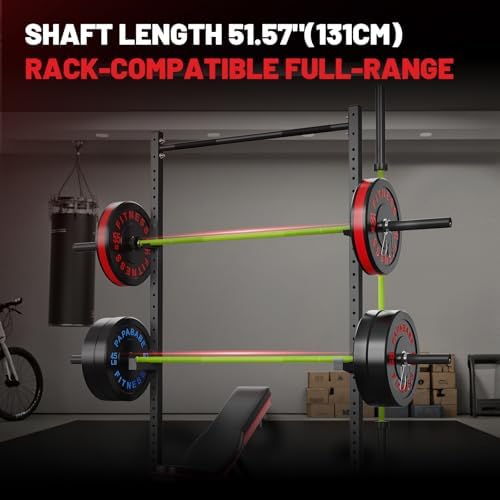 Papababe Olympic Barbell 45lb Weight Bar for Strength Training and Gym Use with 1000lb Weight Capacity Chrome/Zinc Plati