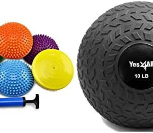 Yes4All Combo Hedgehog Balance Pod and Slam Balls Tread Black 10 lbs Core Strength Stability Coordination