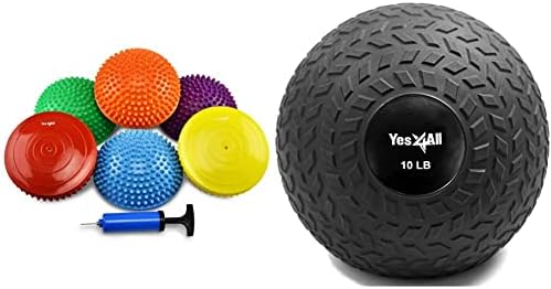 Yes4All Combo Hedgehog Balance Pod and Slam Balls Tread Black 10 lbs Core Strength Stability Coordination